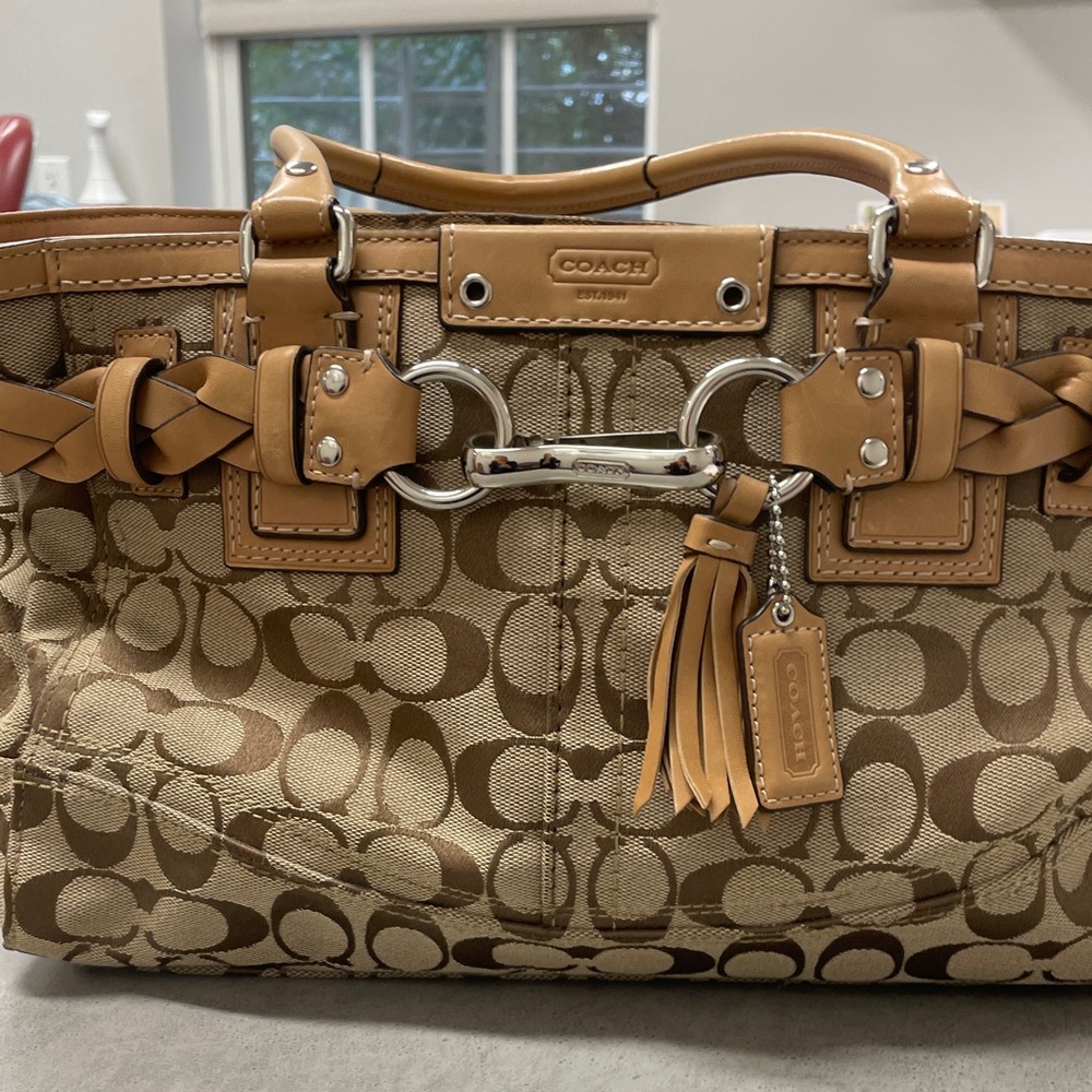 Coach Tan and Brown Signature Satchel